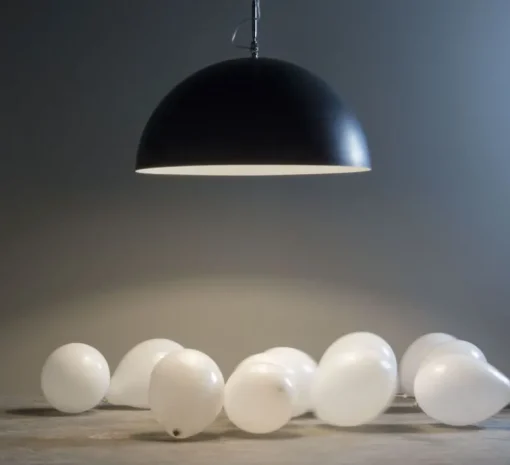 Suspension*In-es.artdesign Suspension, Mezza Luna 1 lavagna, , ø70cm, H30cm - noir et blanc