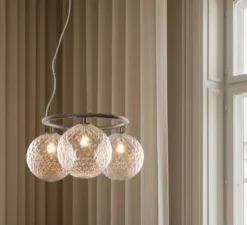 Suspension, Miira 3 Circular, gris, verre transparent, Ø54cm, H54cm - Nuura