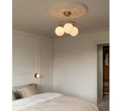 Suspension*Nuura Suspension, Miira 3 Circular, laiton, verre opal, Ø54cm, H54cm - laiton, globe opal