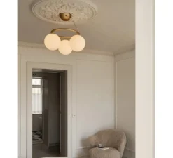 Suspension*Nuura Suspension, Miira 3 Circular, laiton, verre opal, Ø54cm, H54cm - laiton, globe opal