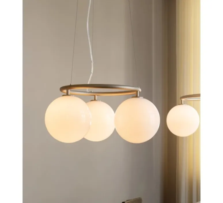Suspension*Nuura Suspension, Miira 3 Circular, laiton, verre opal, Ø54cm, H54cm - laiton, globe opal
