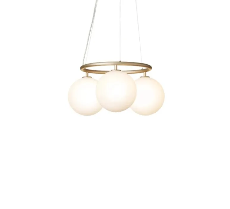 Suspension*Nuura Suspension, Miira 3 Circular, laiton, verre opal, Ø54cm, H54cm - laiton, globe opal