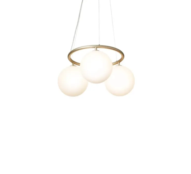 Suspension*Nuura Suspension, Miira 3 Circular, laiton, verre opal, Ø54cm, H54cm - laiton, globe opal