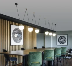 Suspension*Faro Suspension, Mine Space 4L, gris foncé, LED, Ø18,5cm, H18,5cm - gris foncé, verre opalin