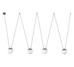 Suspension*Faro Suspension, Mine Space 4L, gris foncé, LED, Ø18,5cm, H18,5cm - gris foncé, verre opalin