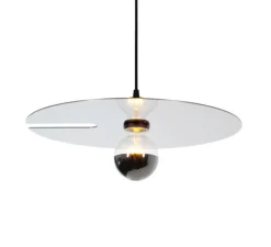 Suspension*Wever&Ducré Suspension, Mirro suspended 2.0, noir mat et aluminium, Ø45cm, H8.8cm - noir, aluminium brillant