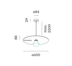 Suspension*Wever&Ducré Suspension, Mirro suspended 2.0, noir mat et aluminium, Ø45cm, H8.8cm - noir, aluminium brillant