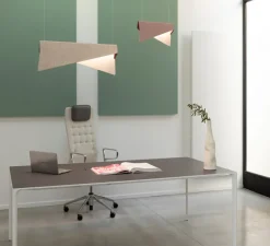 Suspension*DesignHeure Suspension, Mobula Grande, blanc, tissus doré, feutrine vert sapin/aubergine, L21cm, H28cm - blanc doré et vert