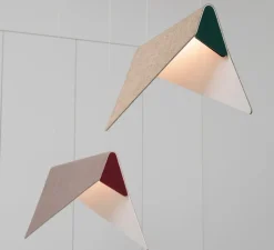 Suspension*DesignHeure Suspension, Mobula Grande, blanc, tissus doré, feutrine vert sapin/aubergine, L21cm, H28cm - blanc doré et vert