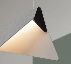 Suspension, Mobula Petite, blanc, tissus argenté, feutrine noire/bleu roi, LED, 3000K, lm, L17cm, H22cm - DesignHeure
