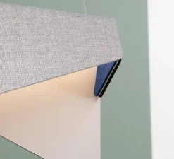 Suspension, Mobula Petite, blanc, tissus argenté, feutrine noire/bleu roi, LED, 3000K, lm, L17cm, H22cm - DesignHeure