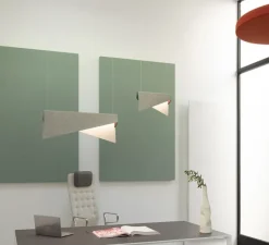 Suspension*DesignHeure Suspension, Mobula Petite, , LED, 3000K, lm, L17cm, H22cm - blanc, tissus doré, feutrine vert sapin/aubergine