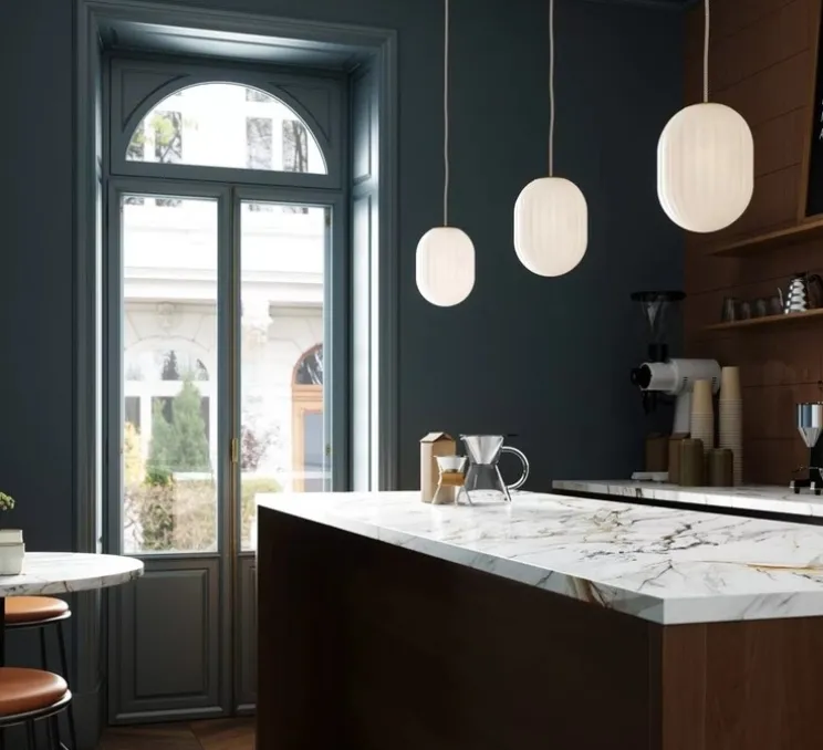Suspension, Modeco Plus, blanc avec cable crema, Ø20cm, H26cm - Nordic Tales