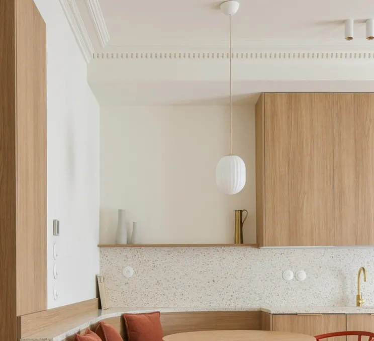 Suspension, Modeco Plus, blanc avec cable crema, Ø20cm, H26cm - Nordic Tales