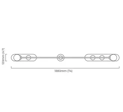 Suspension*CTO lighting Suspension, Modulo Horizontal, , LED, 2700K, L188cm, H10cm - laiton