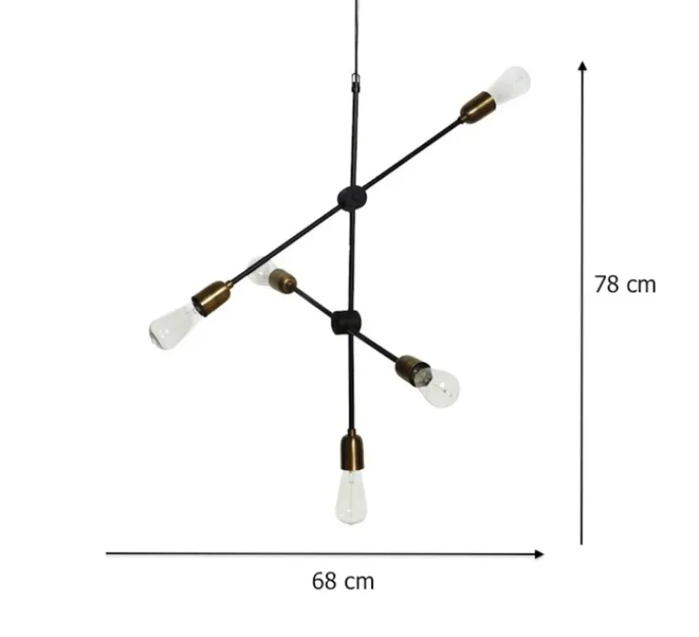 Suspension*House Doctor Suspension, Molecular, , H78cm, Ø68cm - noir, laiton