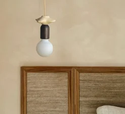 Suspension*Carré Coco Suspension, Mona I, , Ø10cm, H14cm - brun, avec 1 fleur beige