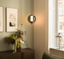 Suspension, Monroe 1, acier, verre fumé, LED, dim, 2700K, Ø30cm, H150cm - Rubn