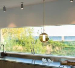 Suspension*Rubn Suspension, Monroe 1, , LED, dim, 2700K, Ø30cm, H150cm - laiton brossé, verre marron