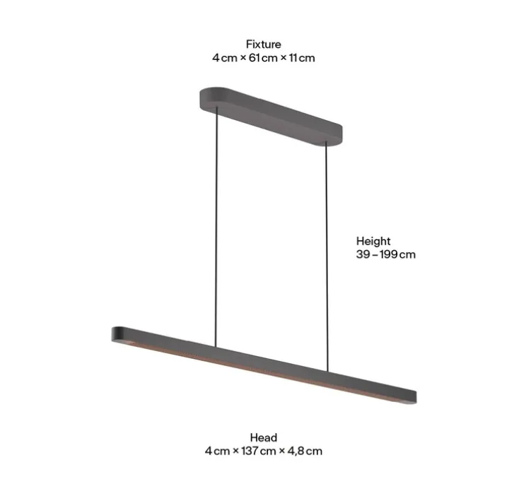 Suspension monte et baisse, Team, noir, LED, dim, 4000K, 10700 lm, L137cm, H4cm - GRAU