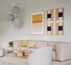 Suspension*Abstracta Suspension, Moon, , LED, dim, 2700K, 900 lm, Ø55cm, H55cm - gris clair