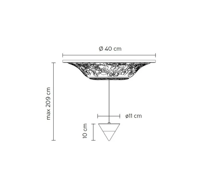 Suspension, Moonbloom 1B, blanc & noir, rosace 40cm, LED, dim, 3000k, 1821 lm, Ø11cm, H10cm - Karman