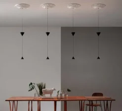 Suspension*Karman Suspension, Moonbloom 6B, blanc & noir, rosace 40cm, LED, dim, 2700k, 2728 lm, Ø11cm, H107cm - blanc & noir