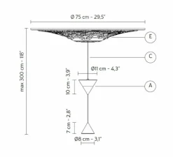 Suspension, Moonbloom 4B, blanc & noir, rosace 75cm, LED, dim, 3000k, 2728 lm, Ø11cm, H107cm - Karman