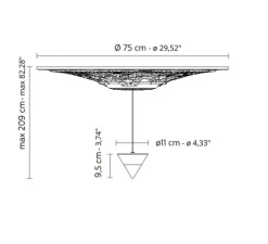 Suspension, Moonbloom 7B, blanc & noir, rosace 75cm, LED, dim, 2700k, 1821 lm, Ø11cm, H10cm - Karman