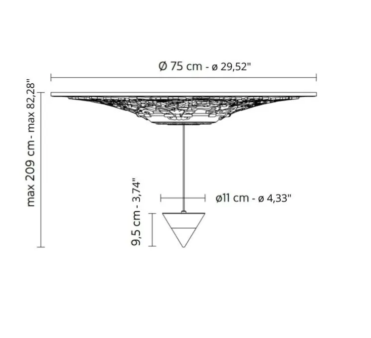 Suspension, Moonbloom 7B, blanc & noir, rosace 75cm, LED, dim, 2700k, 1821 lm, Ø11cm, H10cm - Karman
