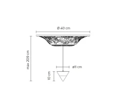Suspension, Moonbloom 5B, blanc & noir, rosace 40cm, LED, dim, 2700k, 1821 lm, Ø11cm, H10cm - Karman