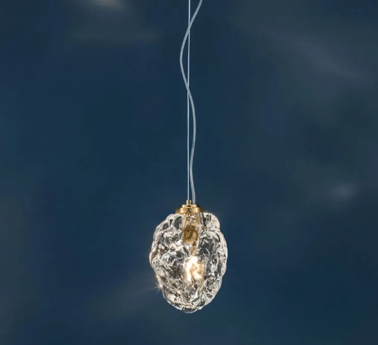 Suspension, More, verre transparent, câble acier, IP65-68, Ø7cm, H10cm - Catellani & Smith