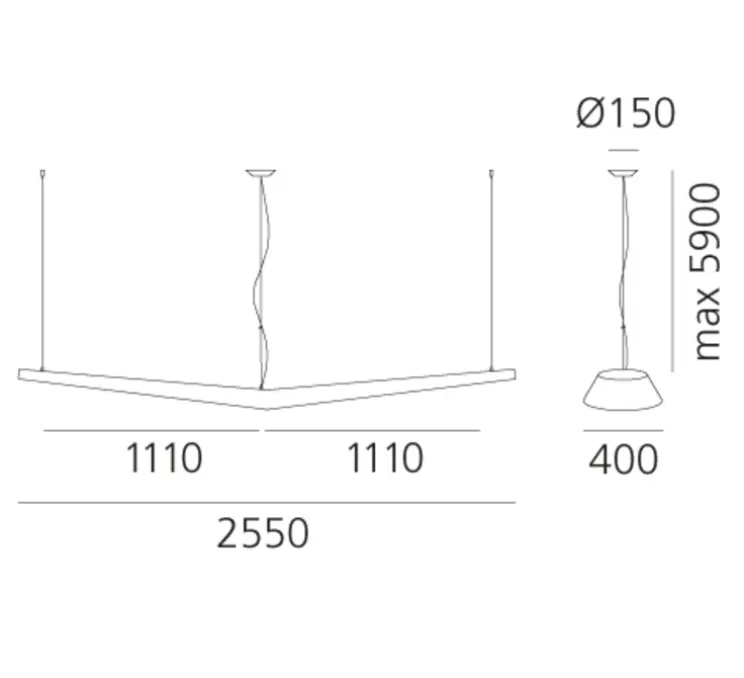 Suspension, Mouette Symmetric 2500, blanc opalin, LED, 3000K, 12215 lm, L255cm, H10cm - Artemide