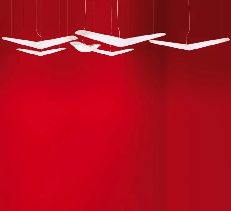 Suspension, Mouette, symétrique, non variable, blanc, IP40-20, LED, 3000K, 6107lm, L135cm, H21cm - Artemide