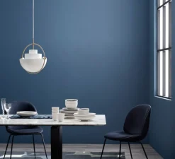 Suspension*Gubi Suspension, Multi-Lite Large, blanc finition laiton, Ø36cm, H42cm - blanc et laiton