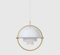 Suspension*Gubi Suspension, Multi-Lite Large, blanc finition laiton, Ø36cm, H42cm - blanc et laiton