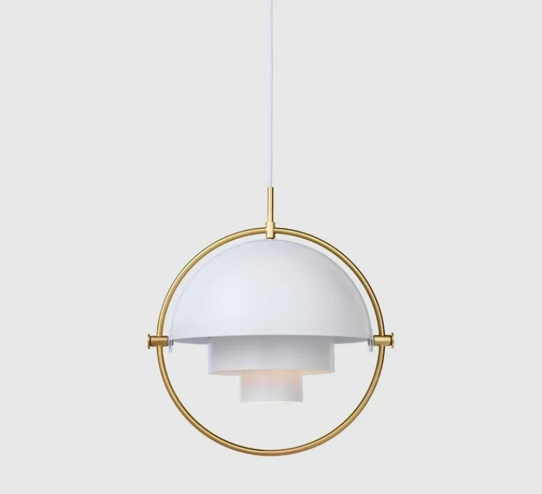 Suspension*Gubi Suspension, Multi-Lite Large, blanc finition laiton, Ø36cm, H42cm - blanc et laiton