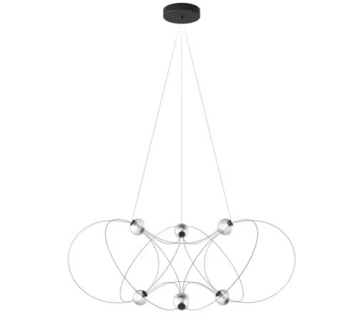 Suspension, Munari 6, noir, LED, dim, 2400K, 3840 lm, Ø120cm, H45cm - DCW éditions Paris
