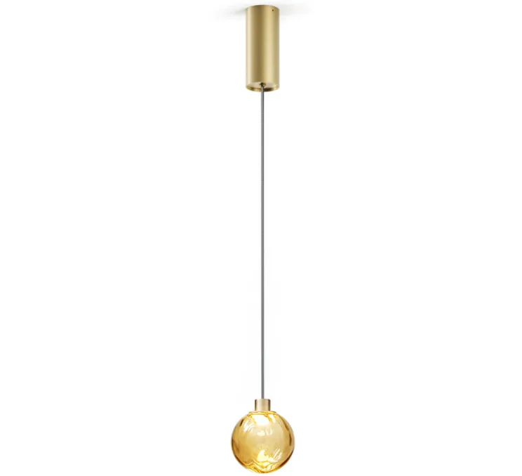 Suspension, Murané avec rosace, structure champagne, verre bronze, LED, 2700K, 120 lm, Ø10cm, H9,6cm - Panzeri