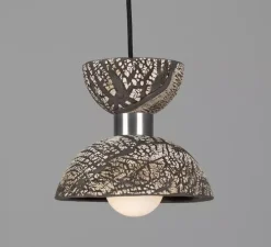 Suspension, Nakaii, noir argile, argent antique, Ø20cm, H20cm - Mullan Lighting