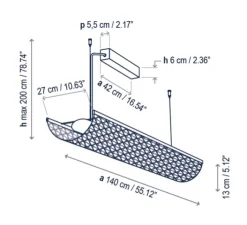 Suspension*Bover Suspension, Nans Balis S/140, , IP54, LED, dim, 2400K, 4400 lm, L140cm, H13cm - marron