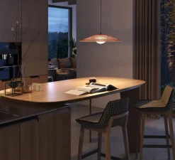 Suspension*Bover Suspension, Nans Balis S/55, , IP54, LED, dim, 2700K, 635 lm, Ø55cm, H12cm - rouge