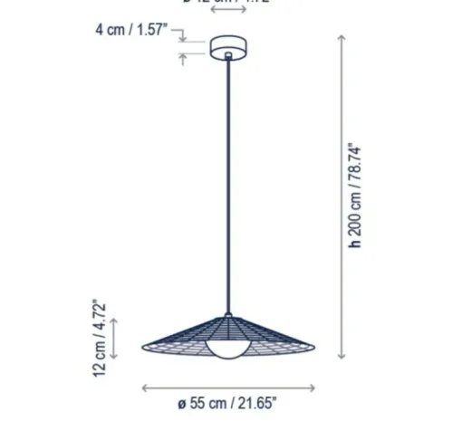 Suspension*Bover Suspension, Nans Balis S/55, , IP54, LED, dim, 2700K, 635 lm, Ø55cm, H12cm - rouge