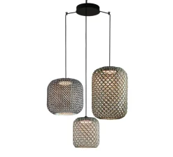 Suspension*Bover Suspension, Nans S/3L, , LED, dim, 2700K, 3x1450 lm, Ø380cm, H400cm - marron