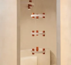 Suspension*Tooy Suspension, Nastro 563.19, coquille d'œuf, terracotta, IP40, LED, dim, 2700K, 12000 lm, Ø61,5cm, H194cm - coquille d'œuf, terracotta