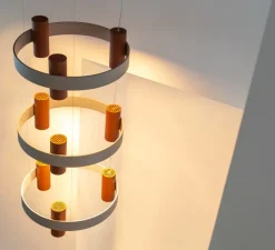 Suspension*Tooy Suspension, Nastro 563.19, coquille d'œuf, terracotta, IP40, LED, dim, 2700K, 12000 lm, Ø61,5cm, H194cm - coquille d'œuf, terracotta