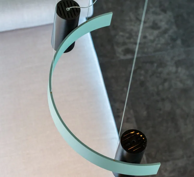 Suspension, Nastro 563.12, vert-de-gris, noir texturé, IP40, LED, dim, 2700K, 2600 lm, L66cm, H23cm - Tooy