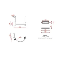 Suspension, Nastro 563.12, vert-de-gris, noir texturé, IP40, LED, dim, 2700K, 2600 lm, L66cm, H23cm - Tooy