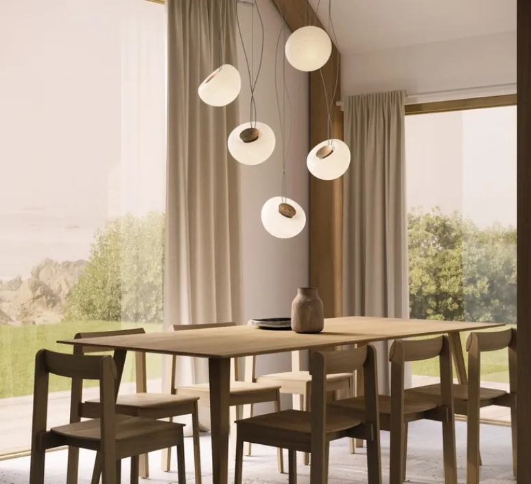 Suspension*Nordic Tales Suspension, Nautico, câble gris, , Ø23cm, H15,5cm - blanc et laiton