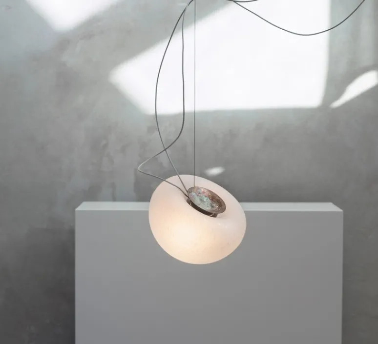 Suspension*Nordic Tales Suspension, Nautico, câble gris, , Ø23cm, H15,5cm - blanc et laiton